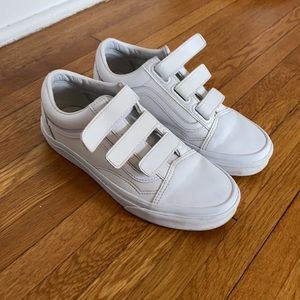 White Velcro Strap Up Vans